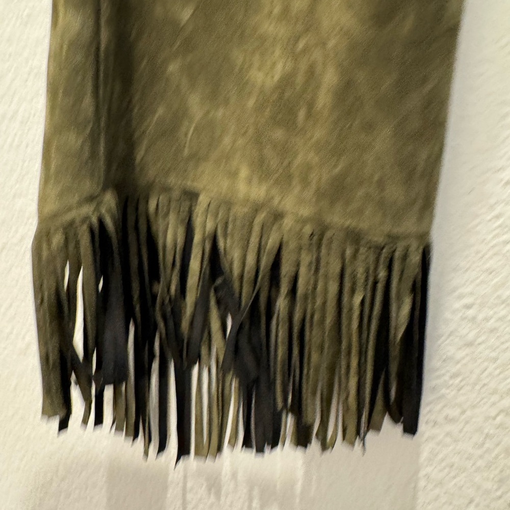 On Nest Pas Des ANGES Olive Green Fringe Pants - Picture 5 of 16